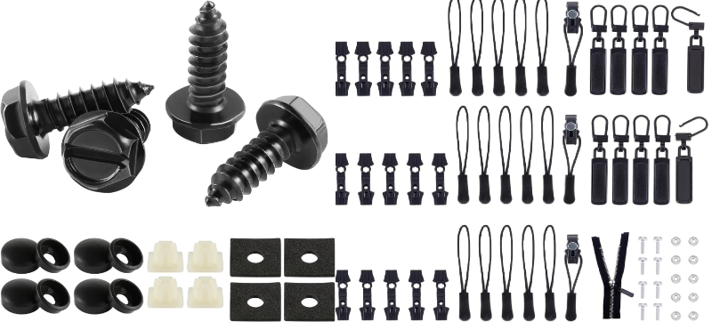 Photo 1 of 2 Item Mixed Lots Bundle ,40 Sets Zipper Repair Kit, 4 Styles Adjustable Zipper Slider Fixer Mixed Sizes Instant Zipper Repairer Black Zipper Pull Detachable Zipper Slider Puller for Luggage Backpack Jackets|Rustproof License Plate Screws for Securing Lic