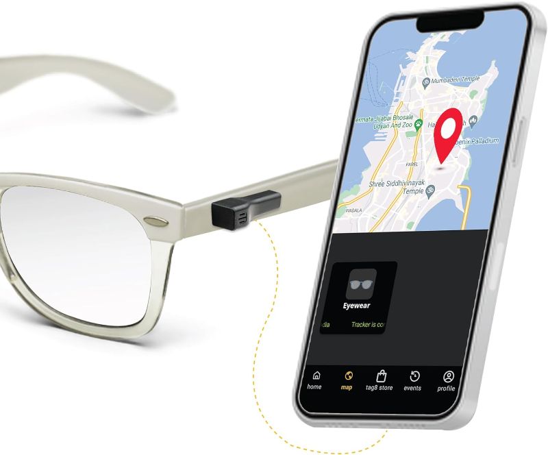 Photo 1 of Specs Finder for Android | Dolphin Eyewear Finder | tag8 Glasses Tracker Compatible with Android and Apple iOS | Prevents Loss with configurable Seperation Alarm | Compact Rechargeable Battery