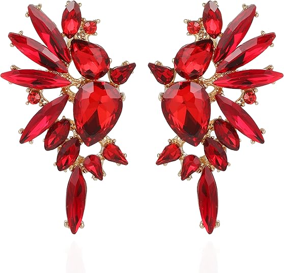 Photo 1 of Vintage Rhinestone Statement Earrings for Women Fashion Bling Colorful Crystal Cluster Drop Dangle Earrings