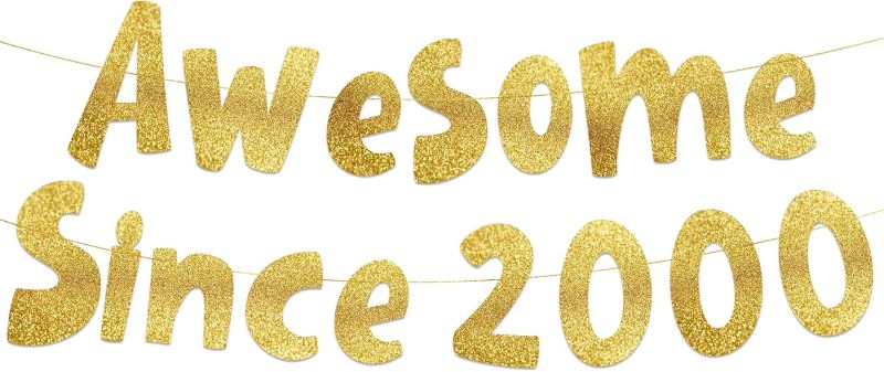 Photo 1 of Awesome Since 2000 Gold Glitter Banner - 25th Birthday and Anniversary Party Decorations