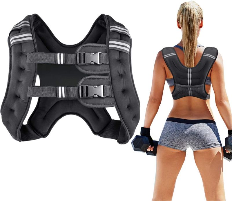 Photo 1 of Prodigen Weighted Vest for Women and Men 8 12 16 20 25 30 Lbs with Reflective Stripe and Double Adjustable Buckle Straps Weight Vests for Strength Training, Jogging, Cardio, Weight Loss
