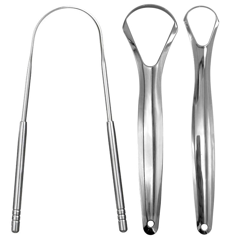 Photo 1 of 3 Pack Metal Tongue Scraper,Stainless Steel Tongue Scraper for Adults Mouth Cleaning
