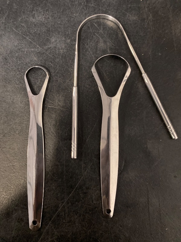 Photo 1 of 3 Pack Metal Tongue Scraper,Stainless Steel Tongue Scraper for Adults Mouth Cleaning