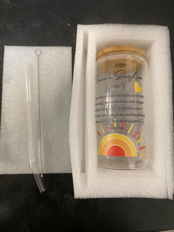 Photo 1 of Sunshine Thank You Appreciation Tumbler for Women, Coworkers, Friends, Mom - 16 Oz Cup With Lid and Straw - Inspirational Gift