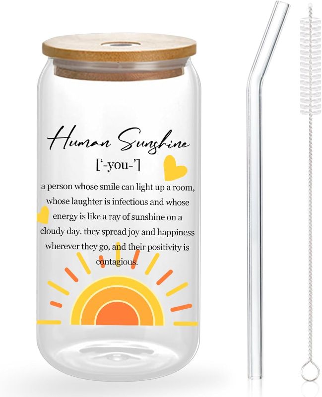 Photo 1 of Sunshine Thank You Appreciation Tumbler for Women, Coworkers, Friends, Mom - 16 Oz Cup With Lid and Straw - Inspirational Gift