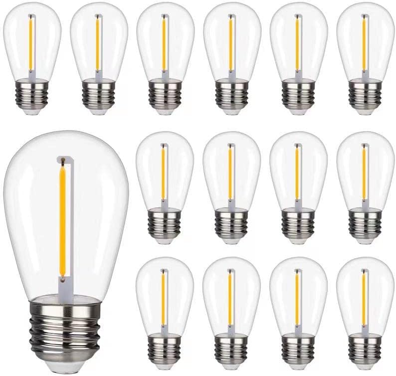 Photo 1 of Shatterproof LED String Lights, Waterproof, Warm White 2200K, 70LM, E26 Base - 15 Pack