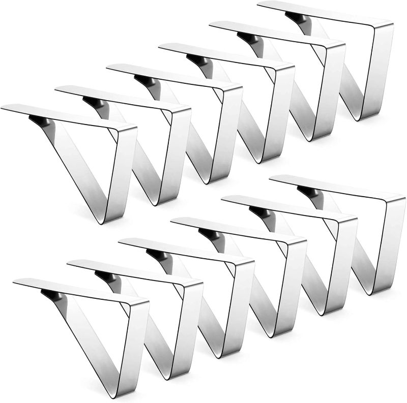 Photo 1 of 12 Pack Tablecloth Clips - Heavy Duty Picnic Table Clips, Stainless Steel Table Cloth Cover Clamps, Table Cloth Holders Ideal for Restaurant Picnics Marquees Weddings Graduation Party
