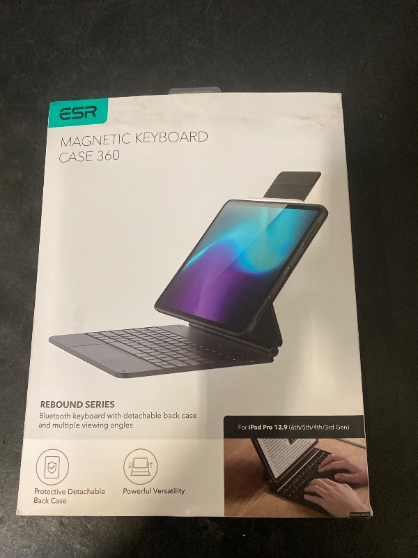 Photo 1 of ESR iPad Pro 12.9 Case with Keyboard, Easy-Set Magnetic Stand, Portrait/Raised Modes for iPad Pro 12.9 (2022/2021/2020/2018), Removable Protective Case, Rebound 360 Series, Charcoal Grey
