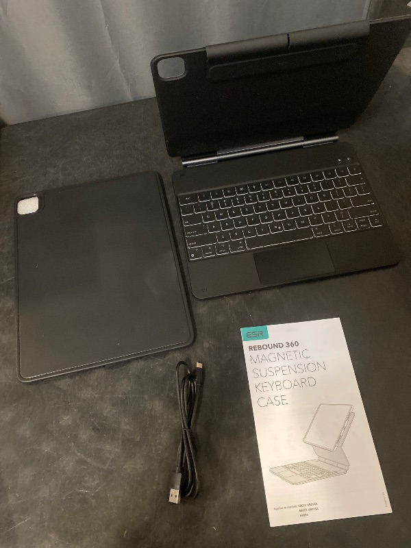 Photo 1 of ESR iPad Pro 12.9 Case with Keyboard, Easy-Set Magnetic Stand, Portrait/Raised Modes for iPad Pro 12.9 (2022/2021/2020/2018), Removable Protective Case, Rebound 360 Series, Charcoal Grey