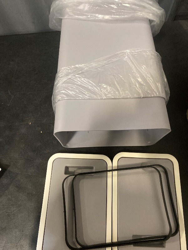 Photo 1 of Compost Bin Indoor Kitchen Sealed, Hanging Small Trash Can with Lid Under Sink for Kitchen, Food Waste Bin for Countertop, Mountable Garbage Can for Bathroom, RV, 5L/1.3 Gal, White