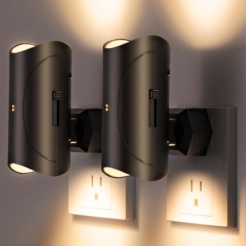 Photo 1 of Aora Night Light, Plug-in Wall Mount with Dusk to Dawn Sensor, Set of 2, Black