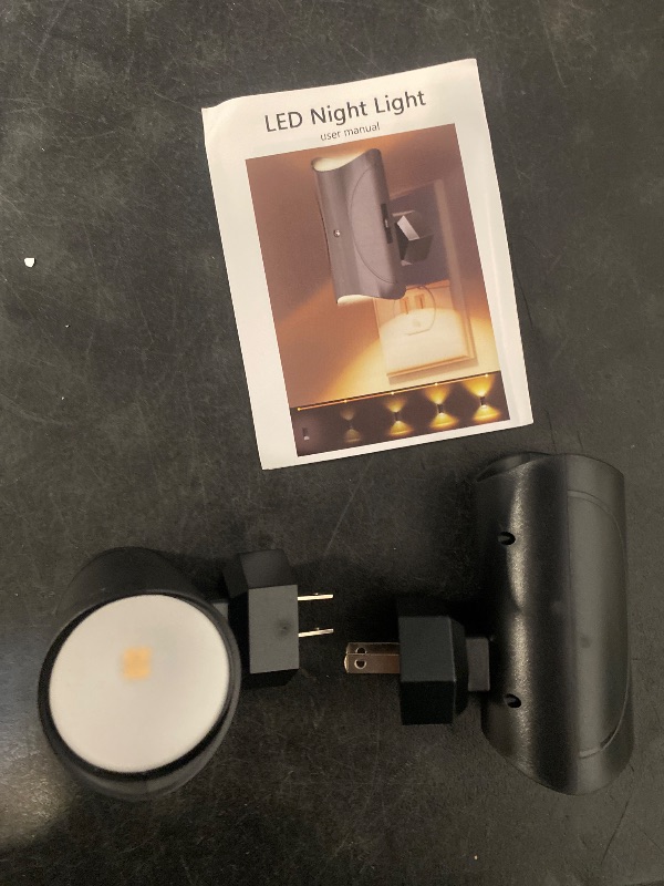 Photo 1 of Aora Night Light, Plug-in Wall Mount with Dusk to Dawn Sensor, Set of 2, Black