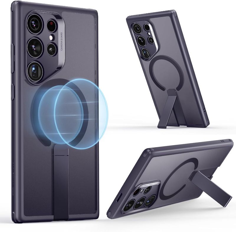 Photo 1 of ESR for Samsung Galaxy S24 Ultra Magsafe Case with Kickstand, Wireless Charging Compatible with Magnetic, 3 Stand Modes, Military-Grade Protection, Shockproof Case Slim Fit for S24 Ultra, Purple