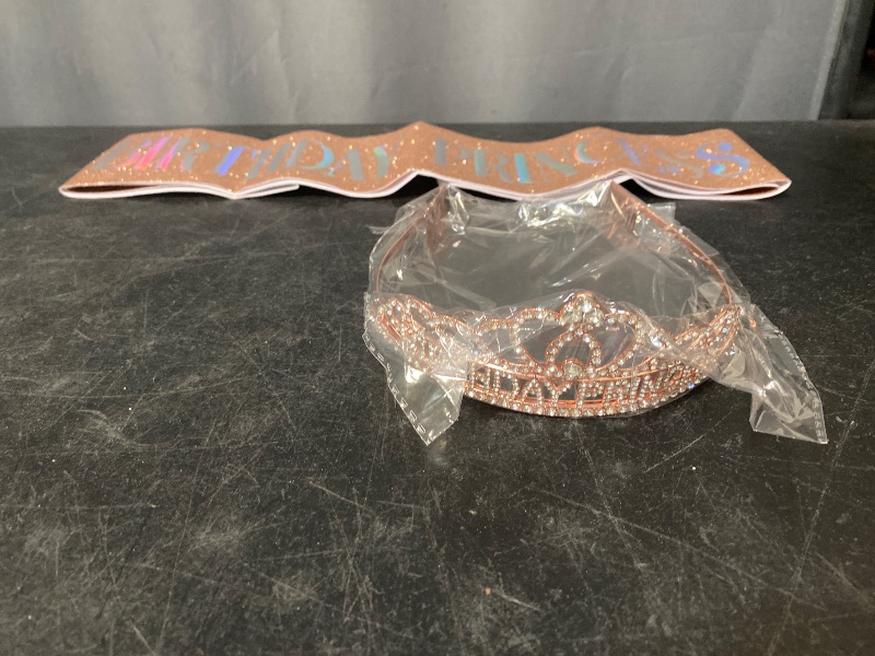 Photo 1 of Princess Crown & Sash - Birthday Tiara for Women & Girls - Decorations for Princess Birthday Gifts