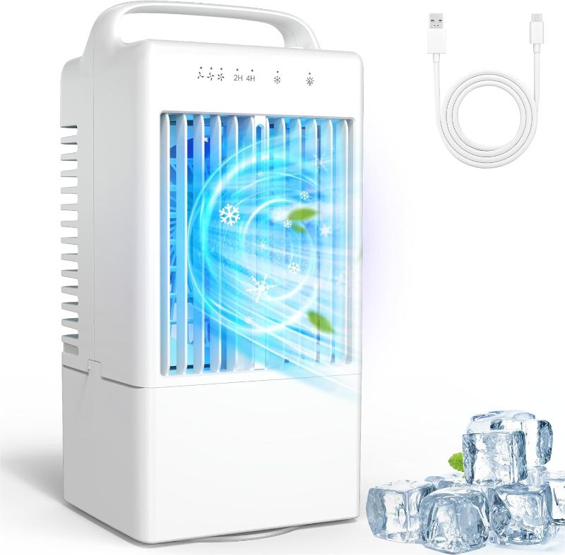Photo 1 of Portable Air Conditioners Portable AC Small Air Conditioner Fan, Quiet Mini Evaporative Cooler with Handle,2/4H Timer 3 Speeds,Mini Air Conditioner with 7 Color for Home, Bedroom, Office, and Outdoor