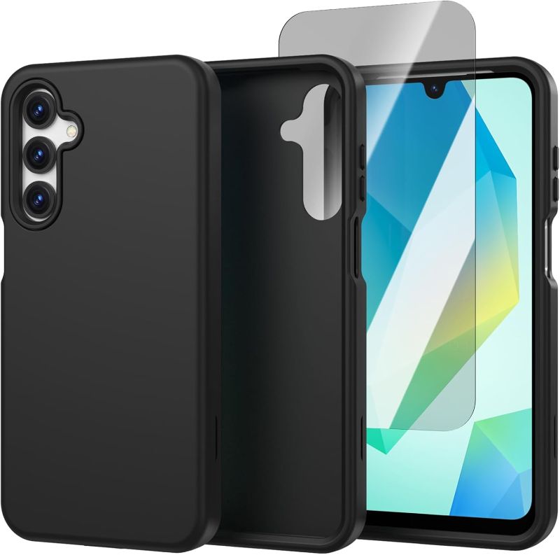 Photo 1 of Samsung Galaxy A16 Case,with Screen Protector and Built-in Lens Protection, 3 Layer Rugged Durable Shockproof Case for Galaxy A16(Black)