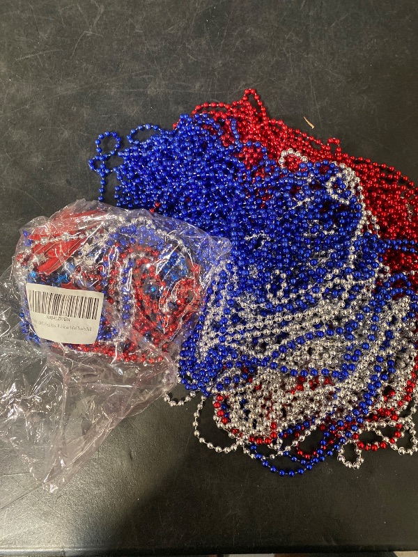 Photo 1 of 100PCS 4th of July Accessories Necklaces: Blue White and Red Beads Bulk, Patriotic Party Independence Memorial Day Favors Toys Decorations