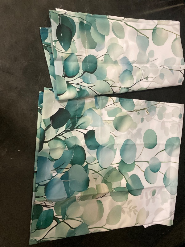 Photo 1 of Eucalyptus Leaves Kitchen Curtains, Green Botanical Summer Spring Leaves Light Filtering Window Curtain Panels, 2Pcs Rod Pocket Window Treatments Set for Living Room Bathroom Bedroom 42x63 Inches