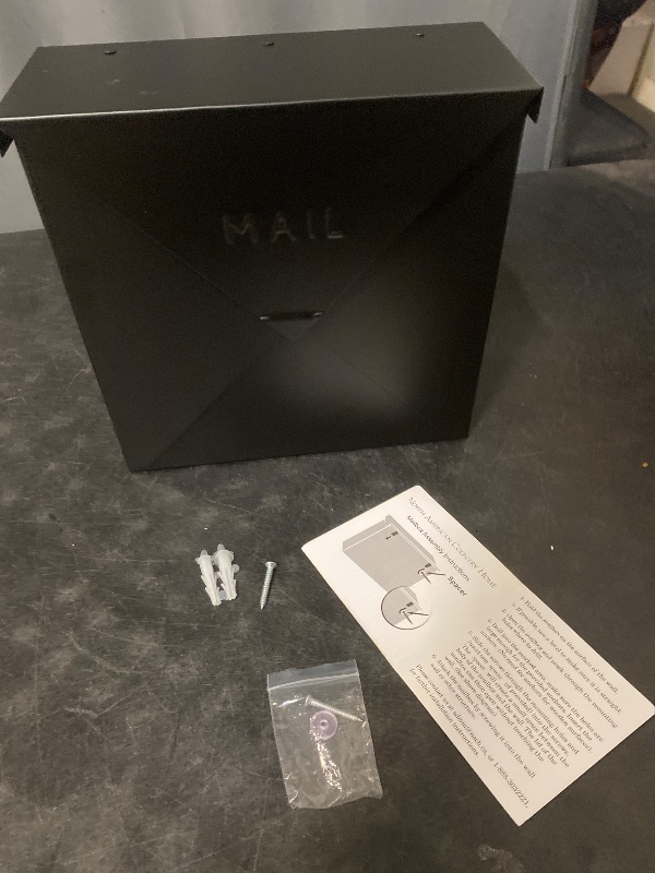 Photo 1 of Mailboxes for Outside Wall Mount, 10 x 10 x 4 inch Black Mailbox, Waterproof Mailboxes for Outside - Chicago Style Mail Box