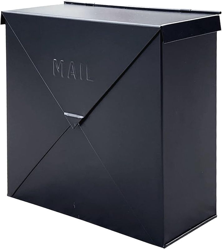 Photo 1 of Mailboxes for Outside Wall Mount, 10 x 10 x 4 inch Black Mailbox, Waterproof Mailboxes for Outside - Chicago Style Mail Box