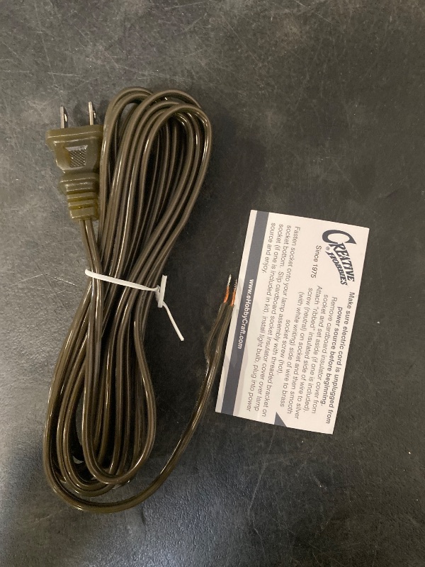 Photo 1 of Creative Hobbies Black Lamp Cord - 12 Foot Long, SPT-1, 18 Gauge, UL Listed Power Cord for Floor Lamp Repair or Replacement