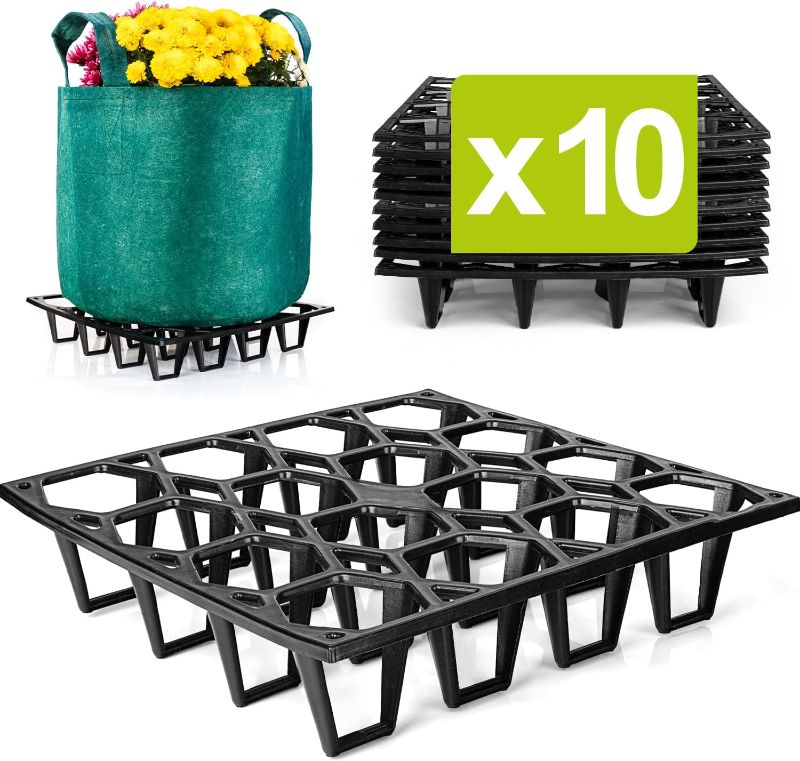 Photo 1 of Pot Holder Plant Stand – 10-Pack Plant Stand Indoor and Outdoor for Pots and Grow Bags – Heavy Duty Stand Supports 75kg/165.3lb – Improves Drainage and Aeration