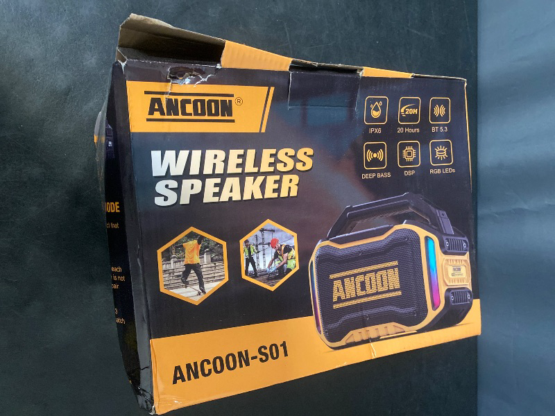 Photo 1 of Speakers Bluetooth Wireless: 80W(Peak) Loud Speaker with Bass, 20H Playtime, IPX6 Waterproof, Large Jobsite Speakers for Work, Outdoor, Workshop, Garage, Portable Speaker with TWS (Yellow)