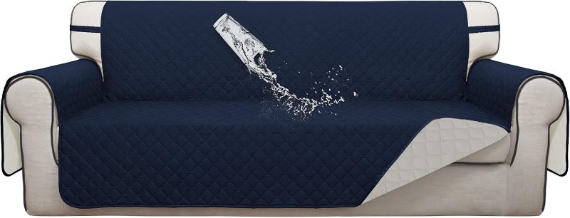 Photo 1 of Double Protection 100% Waterproof Sofa Covers for Living Room, Couch Covers for 3 Cushion Couch Sofa, Reversible Furniture Protector Sofa Cover for Dogs, Pets, Kids (Sofa, Navy/Ivory)