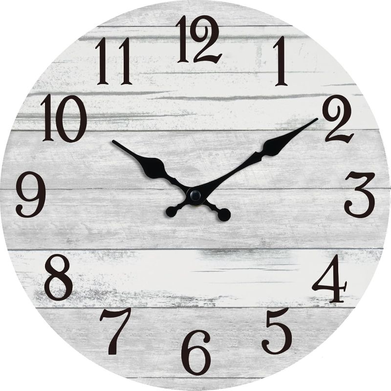 Photo 1 of Wall Clock Battery Operated 8 Inch Gray Silent Non Ticking Country Rustic Design Vintage Retro Decorative for Bathroom Kitchen Bedroom