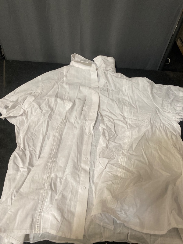 Photo 1 of XXXL Linen Shirts Short Sleeve Button Down Shirt Solid Tops