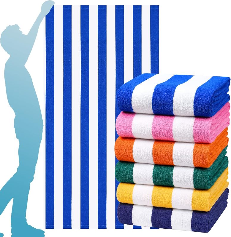 Photo 1 of 6 Packs Oversized 72x40 Inch Stripe Beach Towel Thin Set Extra Large XL Big Clearance Accessories Essentials Soft Super Absorbent Pool Travel Bath Swim Camping Towels Bulk Men Women Adults Gift
