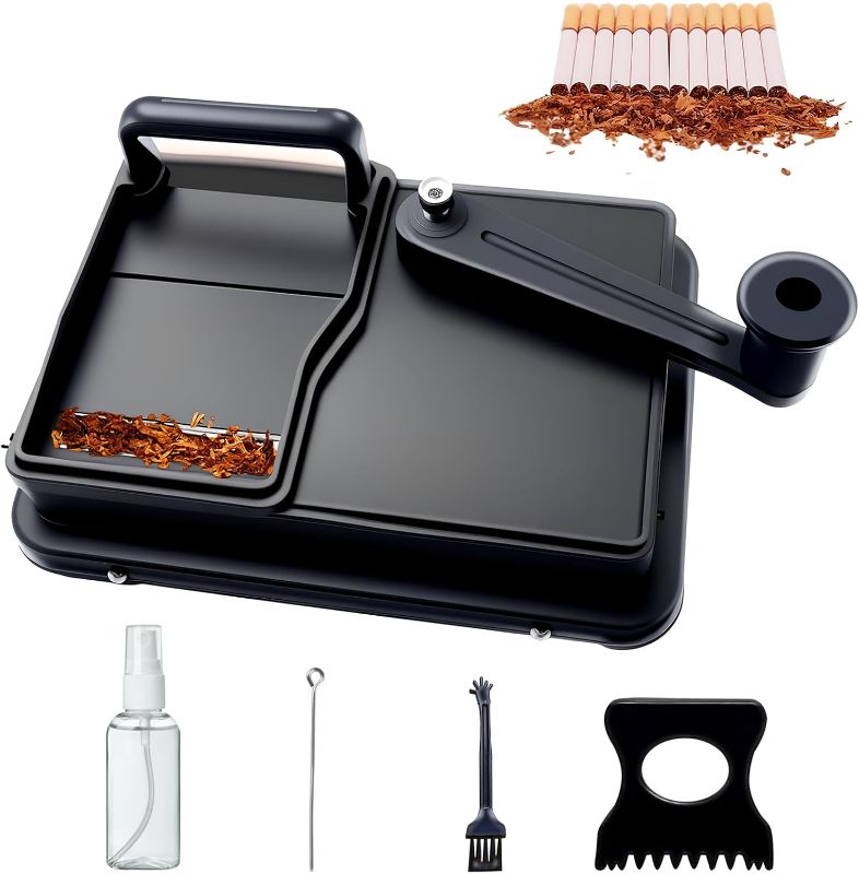 Photo 1 of Cigarette Rolling Machine, Manual Cigarette Roller Cigarette Tobacco Injector for 8mm Diameter Pipes and Most Cigarette Tubes - Includes Pressed Board, Cleaning Brush, Tube Probe, Spray Bottle (Black)
