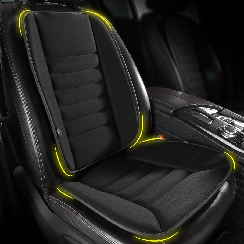 Photo 1 of Car Seat Cushion with Back Support Pillow: Enhanced Comfort Memory Foam Design for Pain Relief, Ideal for Drivers and Office Use - Ergonomic Lumbar Comfort for Long Sitting - Black