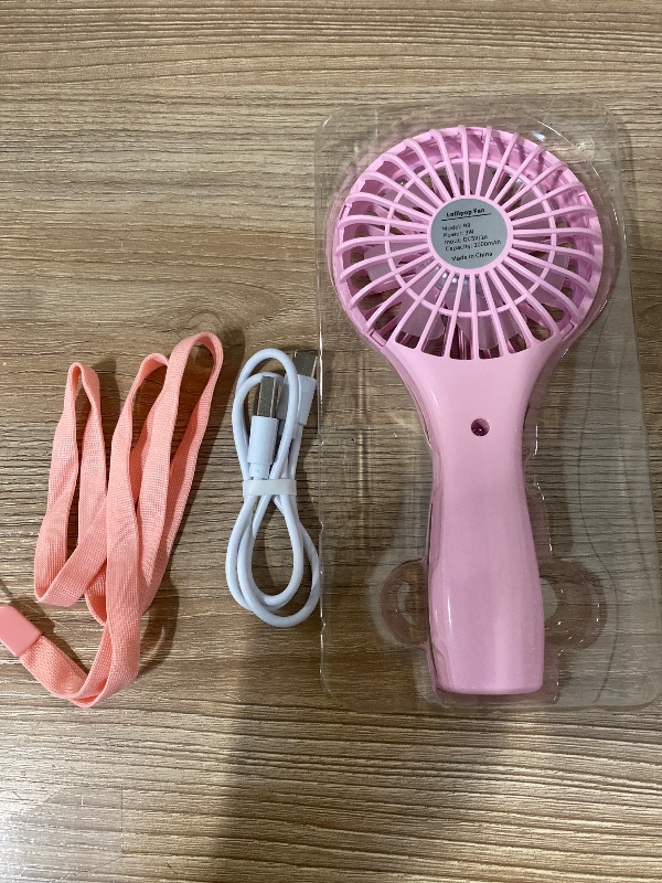 Photo 1 of Handheld Mini Fan Battery Operated Small Personal Portable Fan Speed Adjustable USB Rechargeable Fans for Kids Girls Women Men Home Office Indoor Outdoor Travelling, Pink