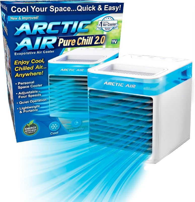 Photo 1 of Arctic Air Pure Chill 2.0 Evaporative Air Cooler by Ontel - Powerful, Quiet, Lightweight and Portable Space Cooler with Hydro-Chill Technology For Bedroom, Office, Living Room & More,Blue