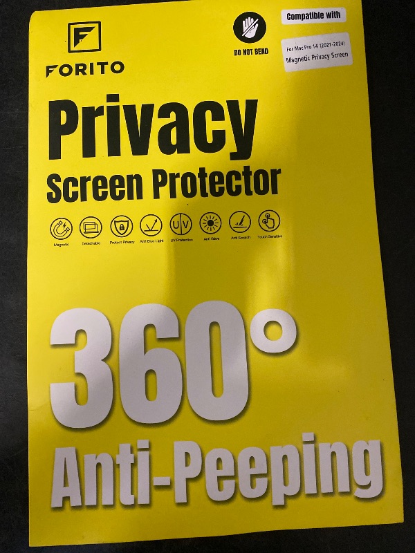 Photo 1 of Magnetic Privacy Screen Protector Compatible with MacBook Pro 14 inch (2024-2021, M4, M3, M2, M1, Pro,Max), Removable 360° Anti Peeping Anti Blue Light Anti Glare Laptop Privacy Screen Shield