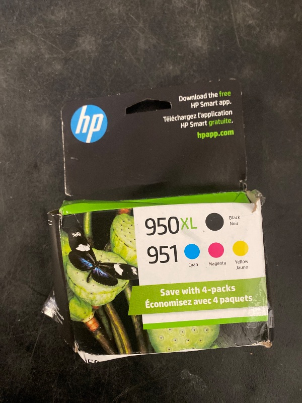 Photo 1 of HP Original 951 Cyan, Magenta, Yellow / 950XL Black Ink Cartridges (4-Pack) | Works OfficeJet 8600 Series OfficeJet Pro 251dw, 276dw, 8100, 8600 Series | Eligible for Instant Ink | C2P01FN