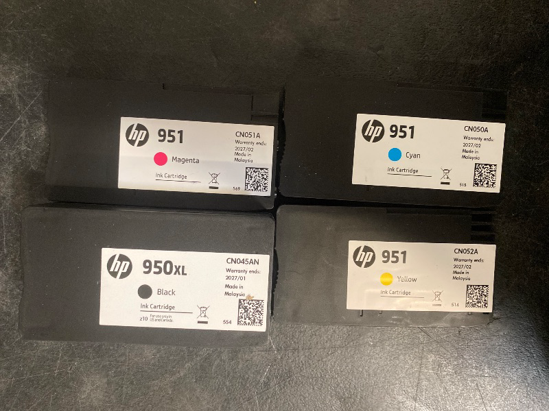 Photo 1 of HP Original 951 Cyan, Magenta, Yellow / 950XL Black Ink Cartridges (4-Pack) | Works OfficeJet 8600 Series OfficeJet Pro 251dw, 276dw, 8100, 8600 Series | Eligible for Instant Ink | C2P01FN