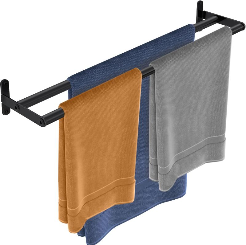 Photo 1 of Double Towel Bar, 24 Inch Towel Racks for Bathroom, Stainless Steel Bathroom Towel Holder, Towel Rack Wall Mounted Towel Hanger Towel Rod, Matte Black
