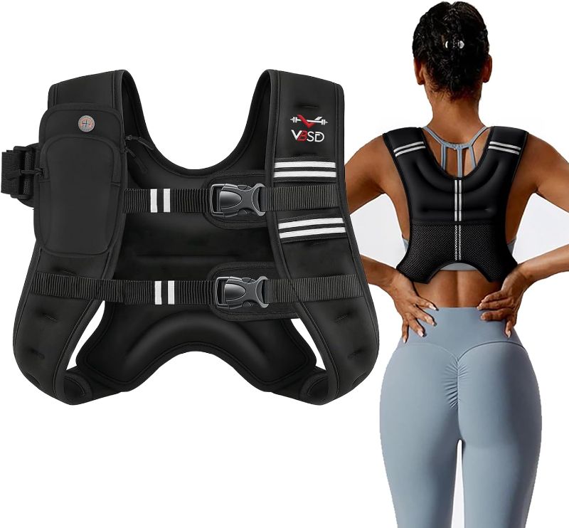 Photo 1 of VBSD Weighted Vest Woman 6lb/8lb/12lb/16lb/20lb/25lb/30lb Weight Vest for Women Men Body Weight Vests for Walking Strength Training Running Workout Jogging Fitness