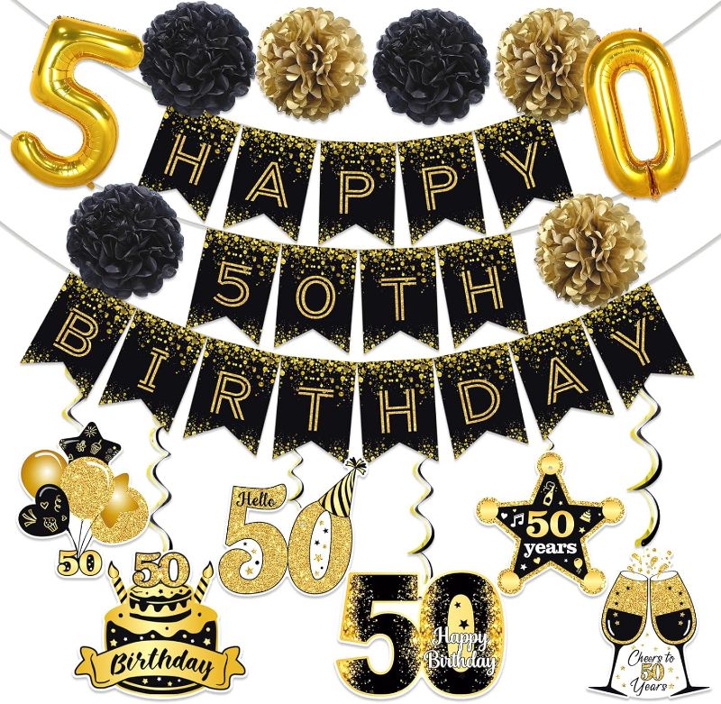 Photo 1 of 50th Birthday Decorations Men - Happy 50th Birthday Decorations 50th Birthday Banner