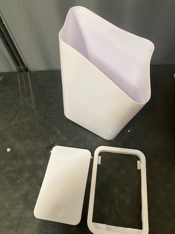 Photo 1 of Small Bathroom Trash Can 2.1 Gallon Wastebasket, Modern Metal Garbage Can Office Waste Basket, White Stainless Steel Trash Bin for Bedroom, Home Office, Toilet, rv, Near Desk, Under Sink