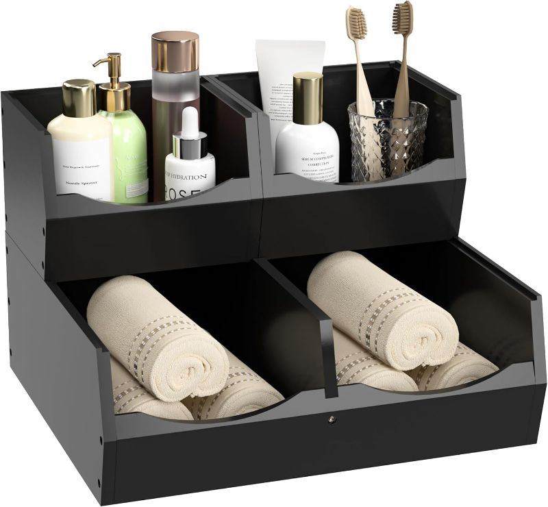 Photo 1 of 3 Set Bamboo Pantry Organizers and Storage, Rustic Open Front Vegetable Fruit Seasonings Stackable Storage Bins, Compact Stacking Storage Bins for Pantry, Bedroom, Office, Kitchen Counter Organizer