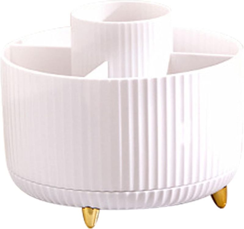 Photo 1 of Makeup Organizer, Rotatable Make Up Organiser Multi Compartments for Bedroom Bathroom White