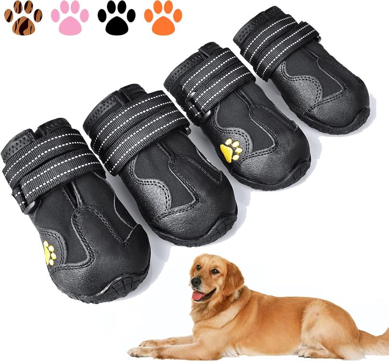 Photo 1 of Size6 Dog Boots,Waterproof Dog Shoes,Dog Booties with Reflective Rugged Anti-Slip Sole and Skid-Proof,Outdoor Dog Shoes for Medium to Large Dogs 4Pcs