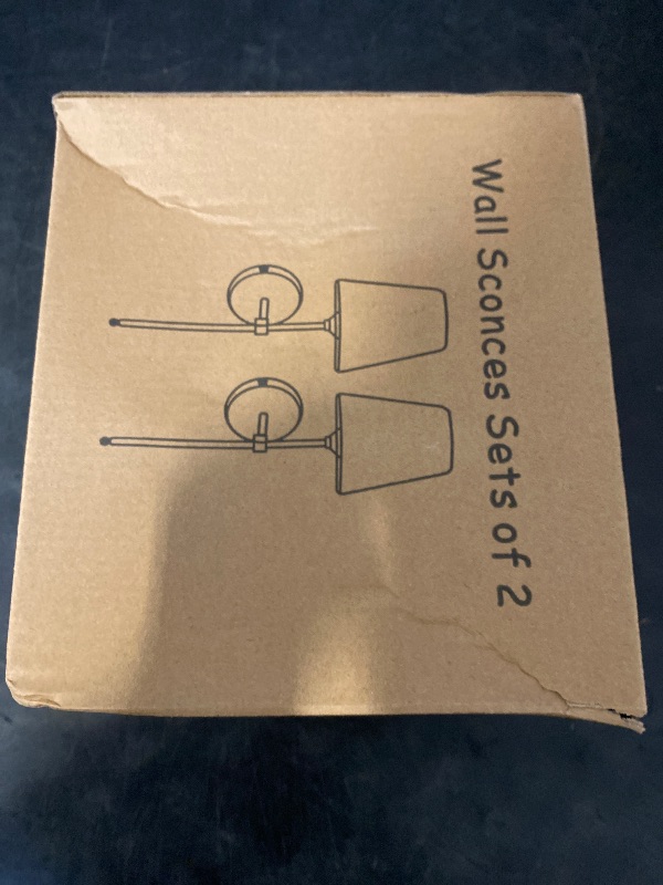 Photo 1 of Wall Sconces Sets of 2, Retro Industrial Wall Lamps, Bathroom Vanity Sconces Wall Lighting with White Fabric Shade, Suitable for Bedroom Living Room Corridor Kitchen