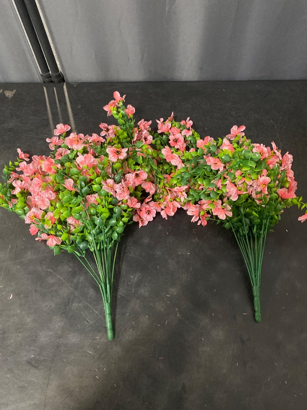 Photo 1 of Artificial Flowers, UV Resistant Lifelike for Home Kitchen Office Wedding Garden Decor(Pink*2)