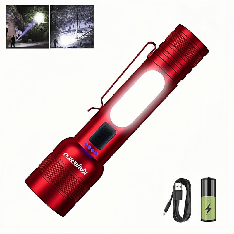 Photo 1 of Rechargeable Flashlights High Lumens,Super Bright LED Flashlight,Small handheld Flash Lights for Camping or Emergency,Zoomable Strong Flashlight for Home and Adventure,with Portable Clip & Gift boxed