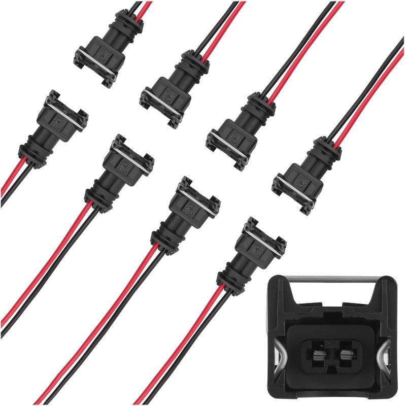 Photo 1 of 8PCS Fuel Injector Connector,Fuel Injector Wiring Harness Compatible with Any RC, Bosch EV1 Fuel Injector,Universal Fuel Injector Harness Car Accessories with Waterproof Shell