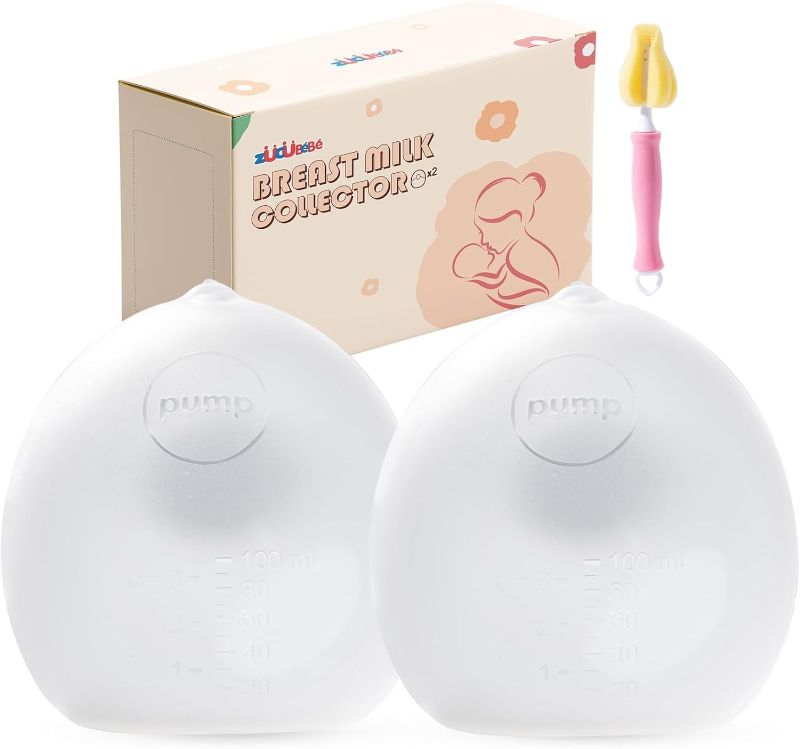 Photo 1 of Breast Milk Collector (2 Counts), 3oz/100ml Silicone Breast Milk Collectors for Breastfeeding, Silicone Hands Free Breast Pump,BPA-Free Soft Breast Shel, Breastfeeding Essentials